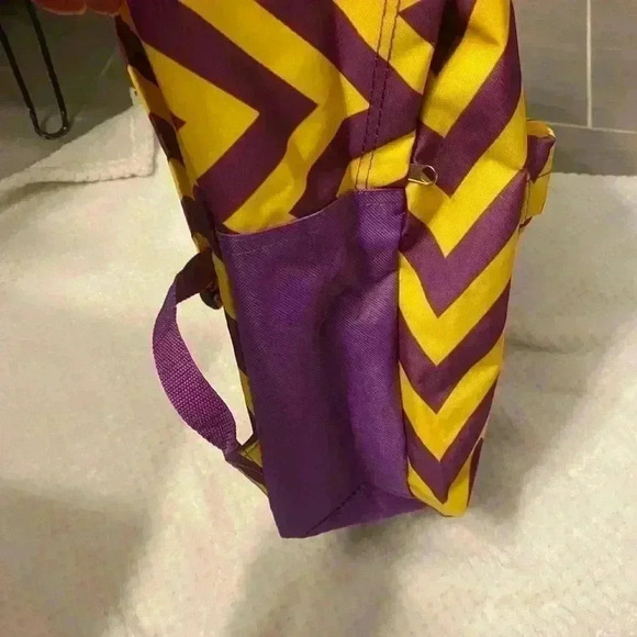 Purple & Gold/yellow booksack in chevron pattern. NWOT SFPF home. - Picture 3 of 5